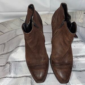 Paul Green Diandra Brown Leather Western Women's Ankle Boots Size 5.5